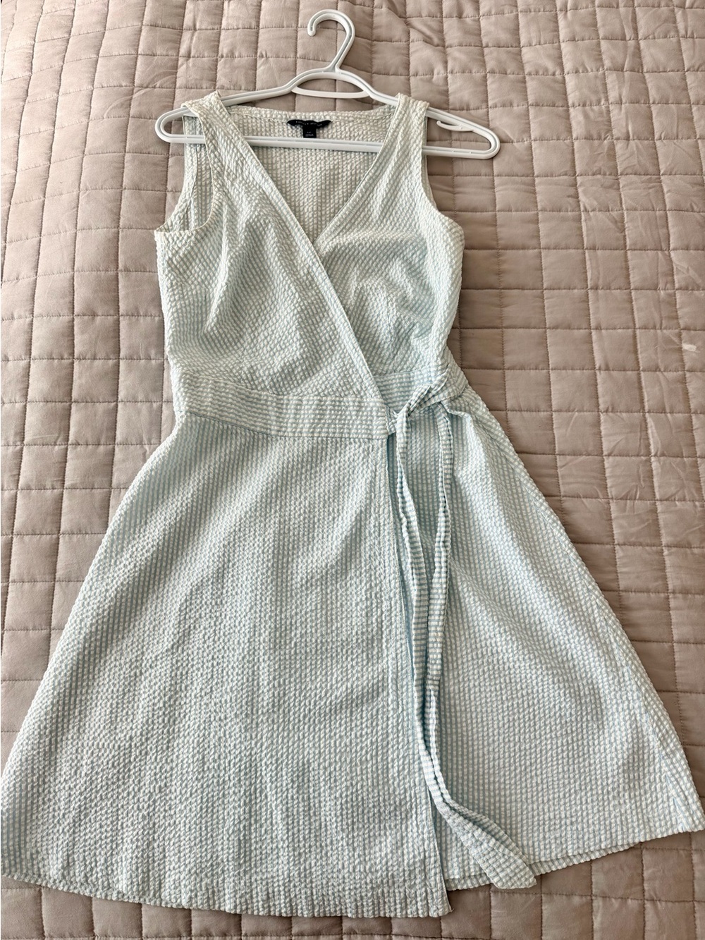 Tommy Hilfiger Light Blue Sleeveless Wrap Midi Dress